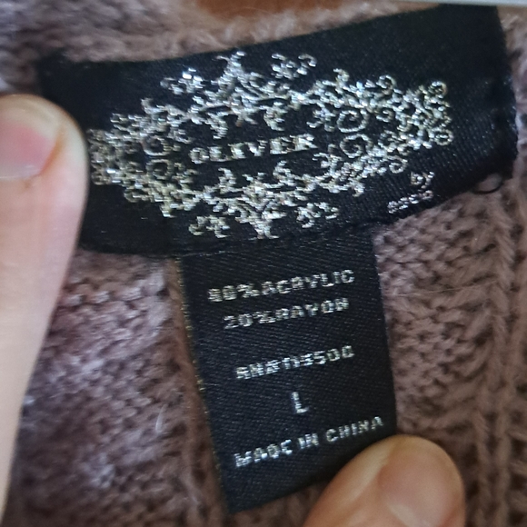 Ladies Oliver Fuzzy/Cableknit Long Vest, Pocketed/Hooded Mauve Sz Lrg - Picture 4 of 6